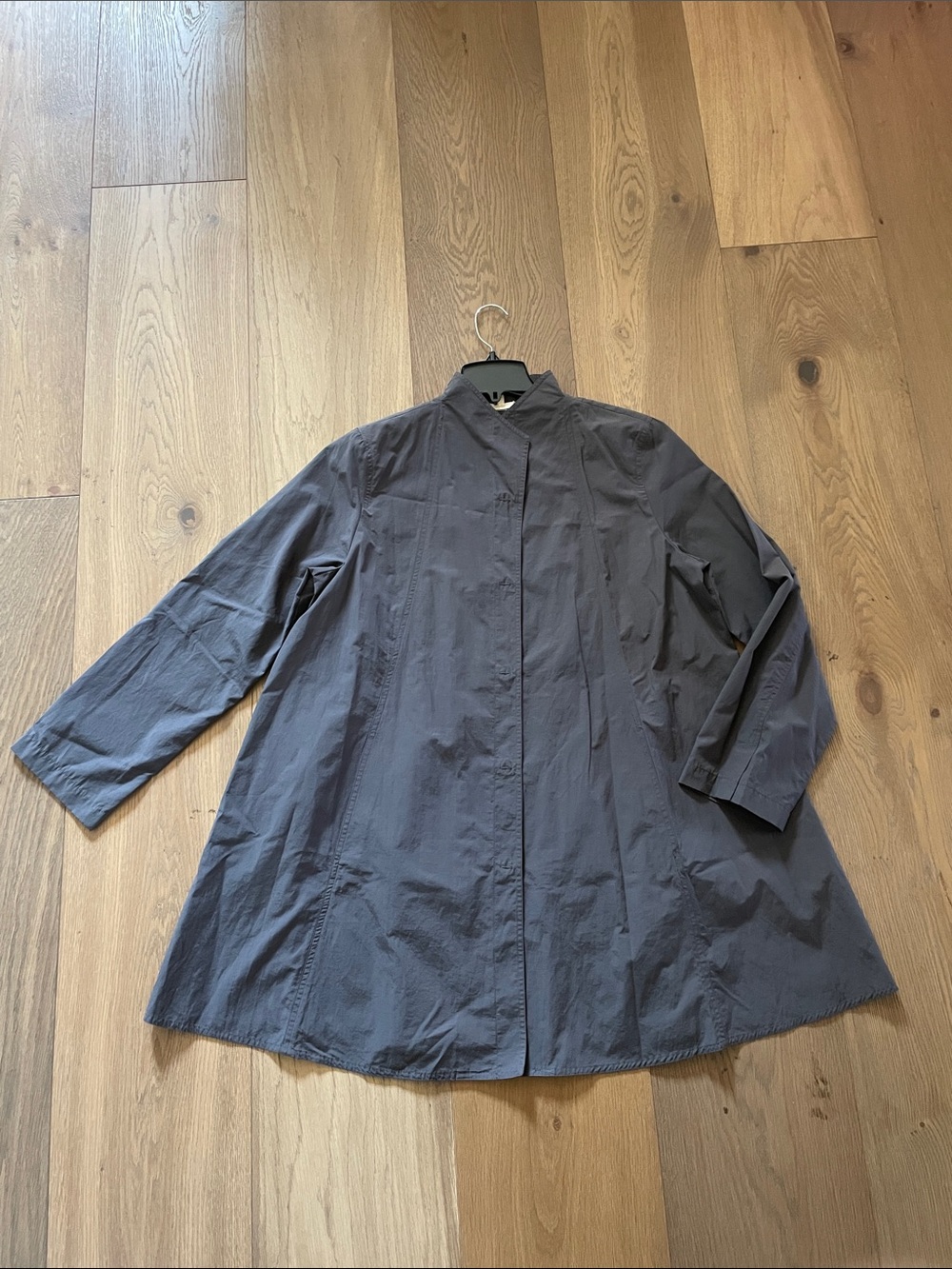 Eileen Fisher Jacket Size L A-Line Rain Minimalist Organic Cotton/Nylon Travel